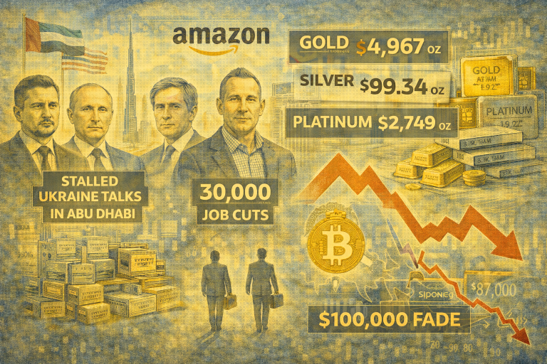 Evening digest: Bitcoin slides below $90K, Amazon layoffs mount, gold at record highs